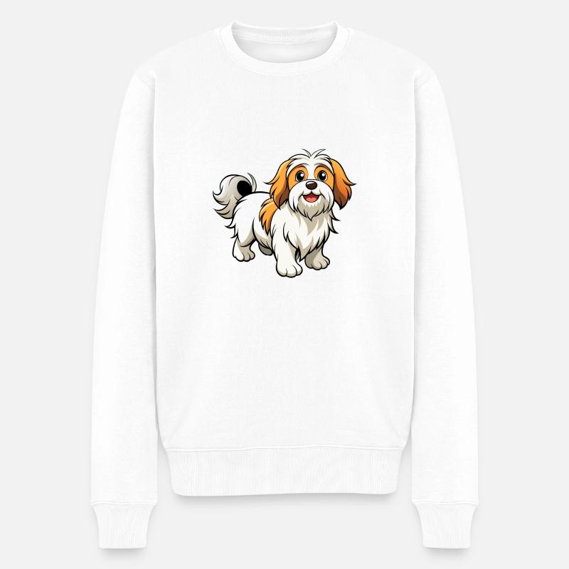 Selvsikker Lhasa Apso Parade - Økologisk premium-sweatshirt til mænd - hvid