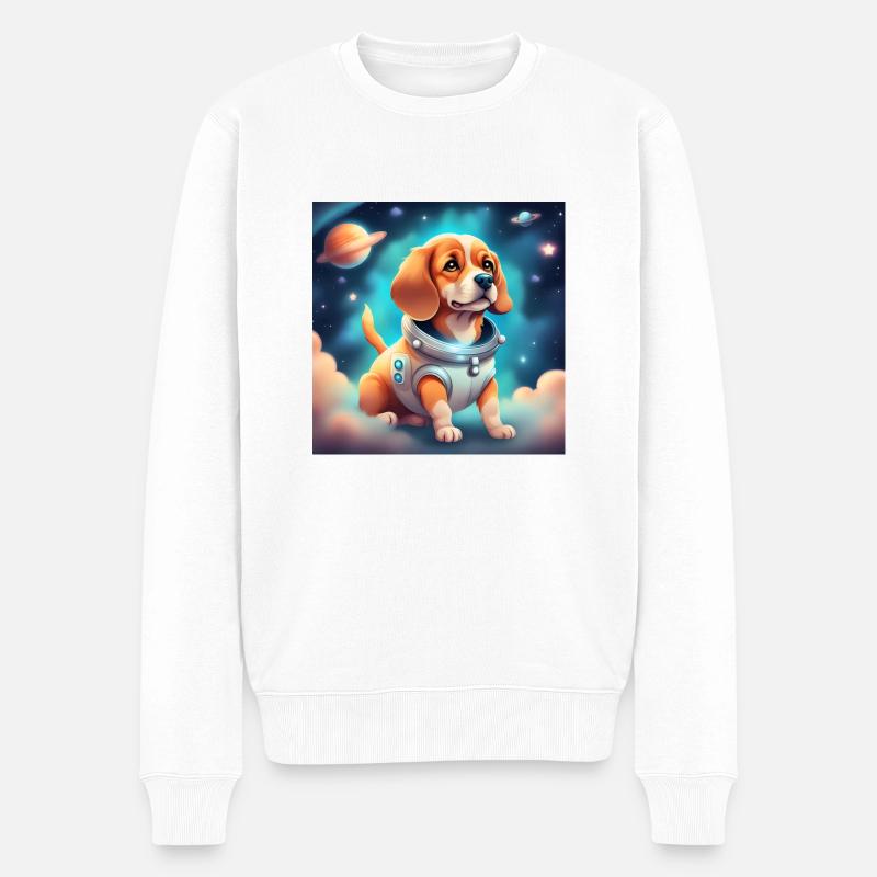 Chien mignon dans l’espace - Pull Premium bio Homme - blanc