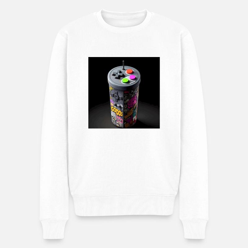 Joystick 10 - Männer Premium Bio Pullover - Weiß