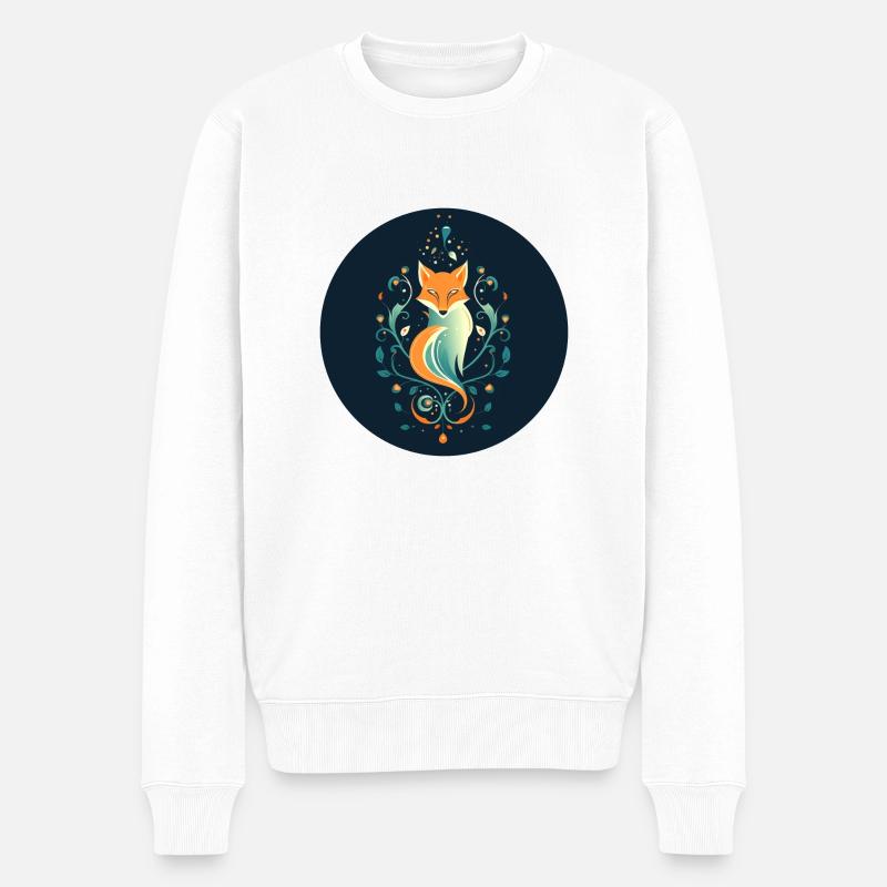 Fuchs mit Ornamenten - Männer Premium Bio Pullover - Weiß