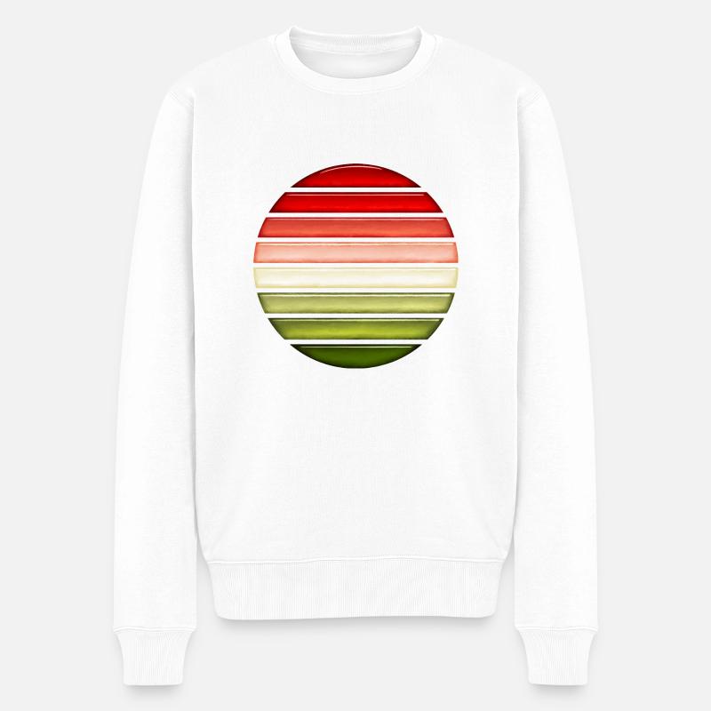 Wassermelone retro Sonnenuntergang Glas Design - Männer Premium Bio Pullover - Weiß