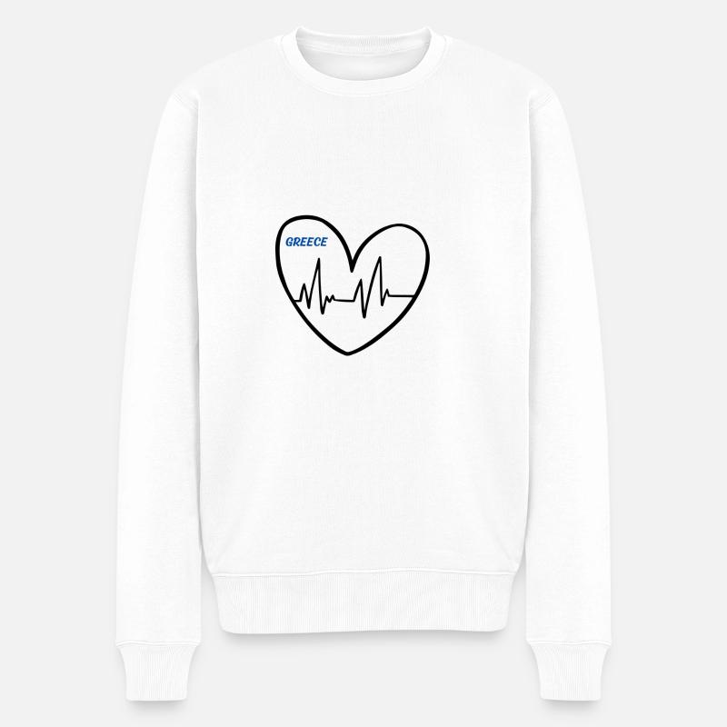 HERZ-GREECE - Männer Premium Bio Pullover - Weiß
