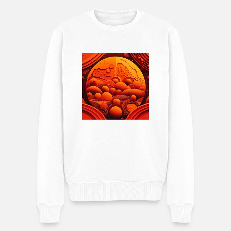 Rote Landschaft - Männer Premium Bio Pullover - Weiß