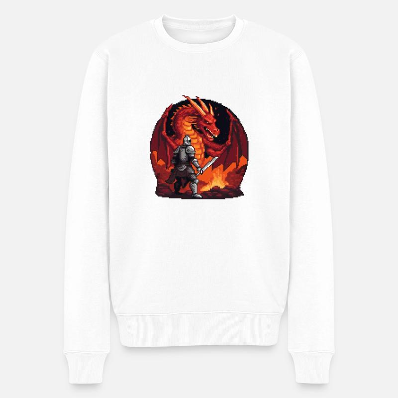 Confrontation dans l’Antre du Dragon - Pull Premium bio Homme - blanc