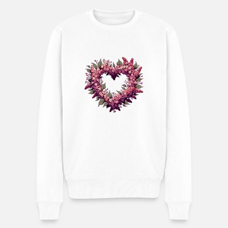 Buisson de fleurs lilas - Pull Premium bio Homme - blanc