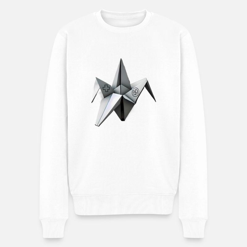 Free Origami - Männer Premium Bio Pullover - Weiß