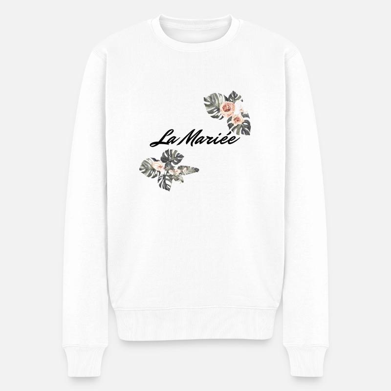 Die Blumenbraut - Braut Geschenkidee - Männer Premium Bio Pullover - Weiß