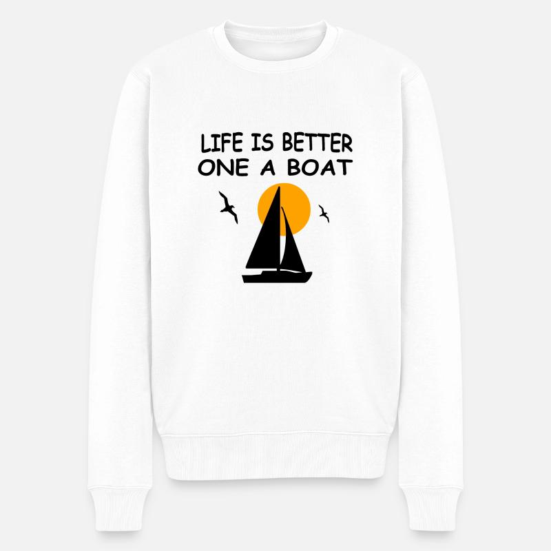 Segeln - Männer Premium Bio Pullover - Weiß