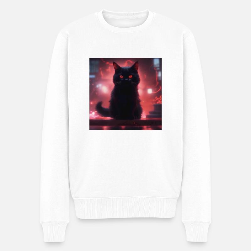Flammenkatze - Männer Premium Bio Pullover - Weiß