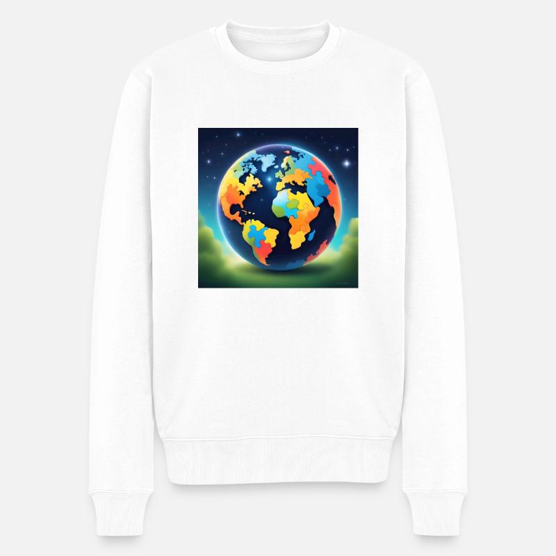 Monde de l’autisme - Pull Premium bio Homme - blanc