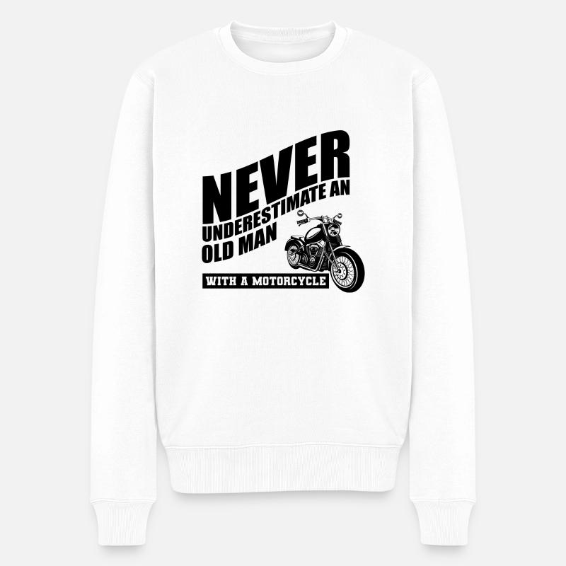 Lustiger Motorrad Spruch - Männer Premium Bio Pullover - Weiß
