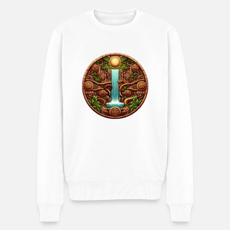 Maya Waterfall - Männer Premium Bio Pullover - Weiß