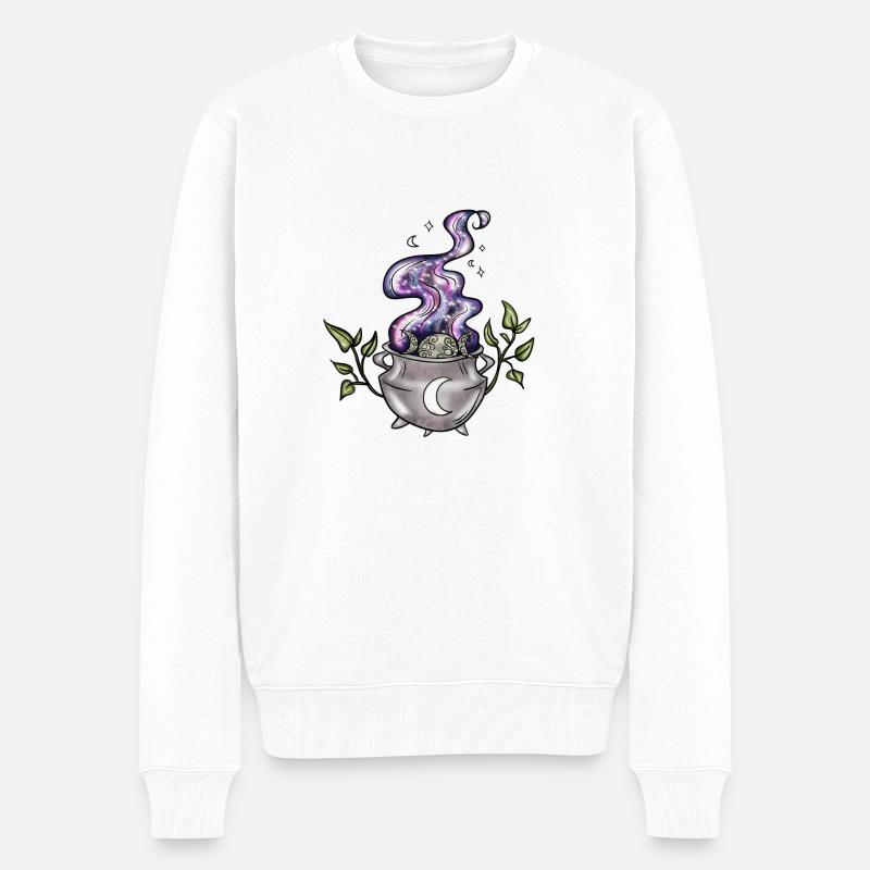 Mond - Männer Premium Bio Pullover - Weiß