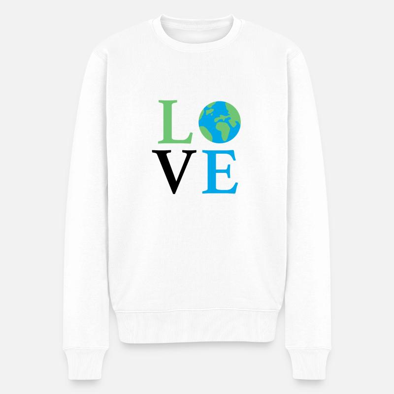 Love Earth - Männer Premium Bio Pullover - Weiß