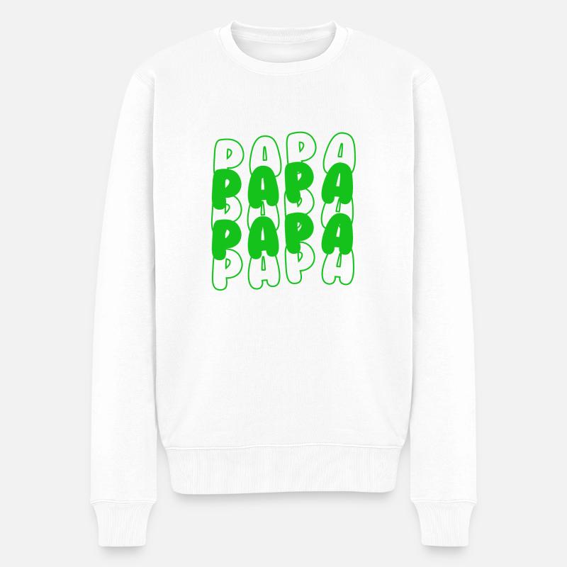 Papa Grün - Männer Premium Bio Pullover - Weiß