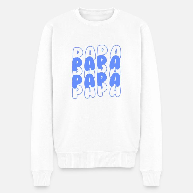 Papa Light Blue - Männer Premium Bio Pullover - Weiß