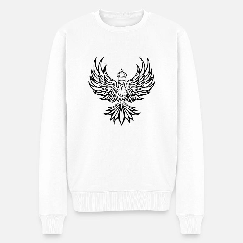 Phoenix mit Krone - Männer Premium Bio Pullover - Weiß