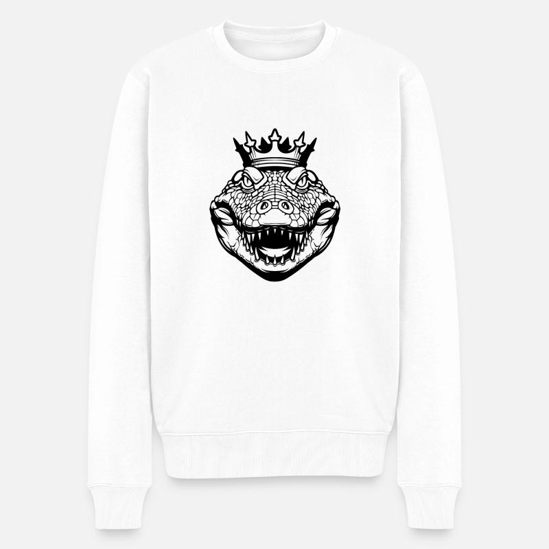 Crocodile royal de l’ombre - Pull Premium bio Homme - blanc