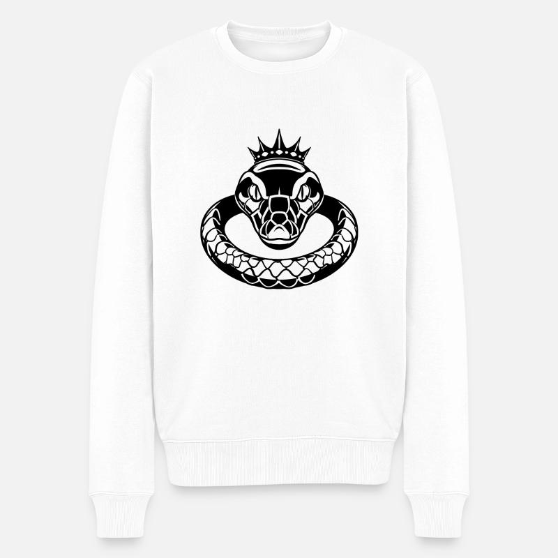 Eleganz der königlichen Python - Männer Premium Bio Pullover - Weiß