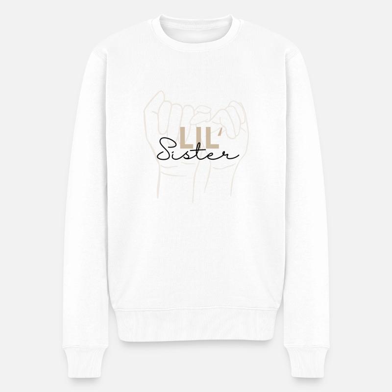 Geschwister - kleine Schwester Design - Männer Premium Bio Pullover - Weiß