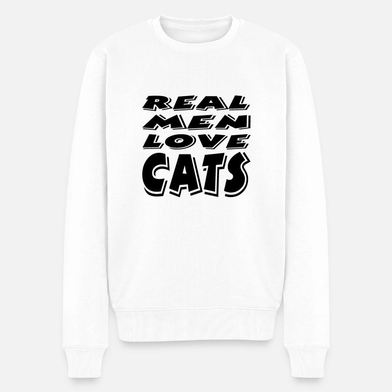 Katze - Männer Premium Bio Pullover - Weiß