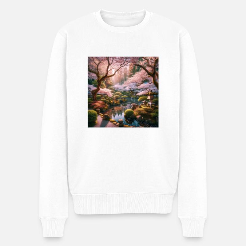 Japan Vintage Garten - Männer Premium Bio Pullover - Weiß