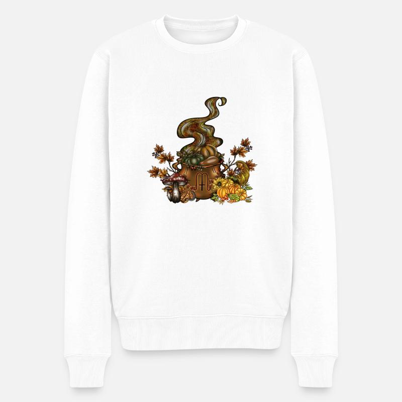 Mabon Hexenkessel - Männer Premium Bio Pullover - Weiß