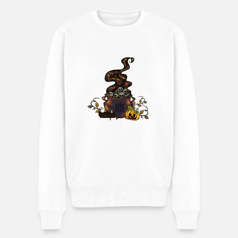 Samhain Hexenkessel - Männer Premium Bio Pullover - Weiß