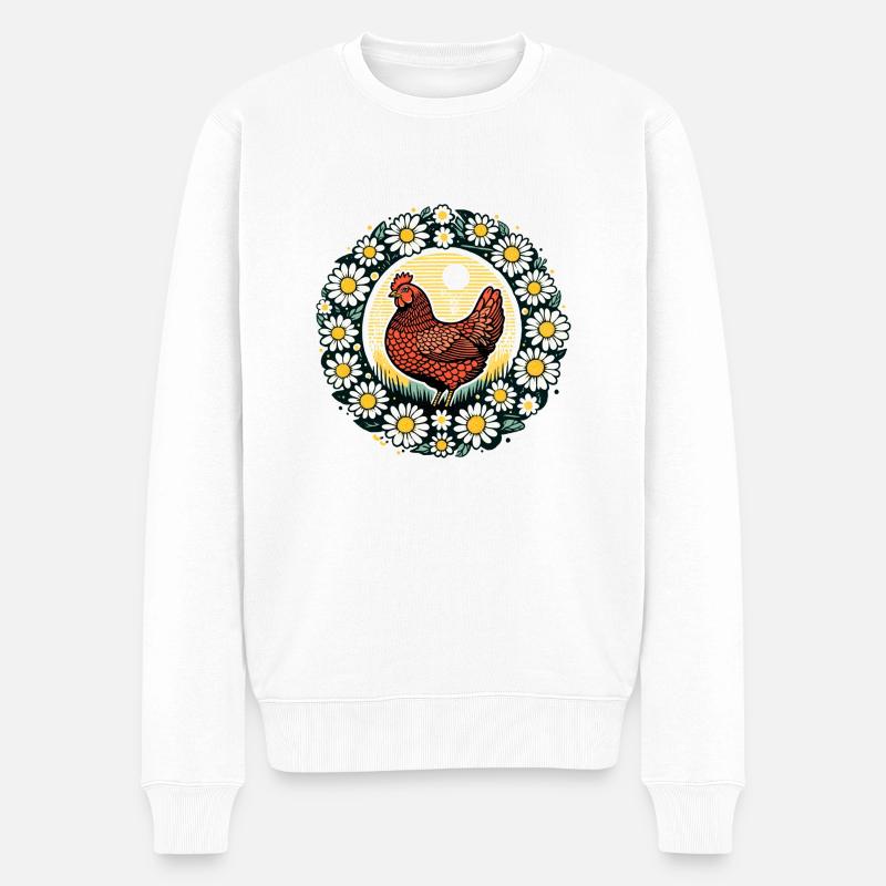 Poulet rétro - Pull Premium bio Homme - blanc