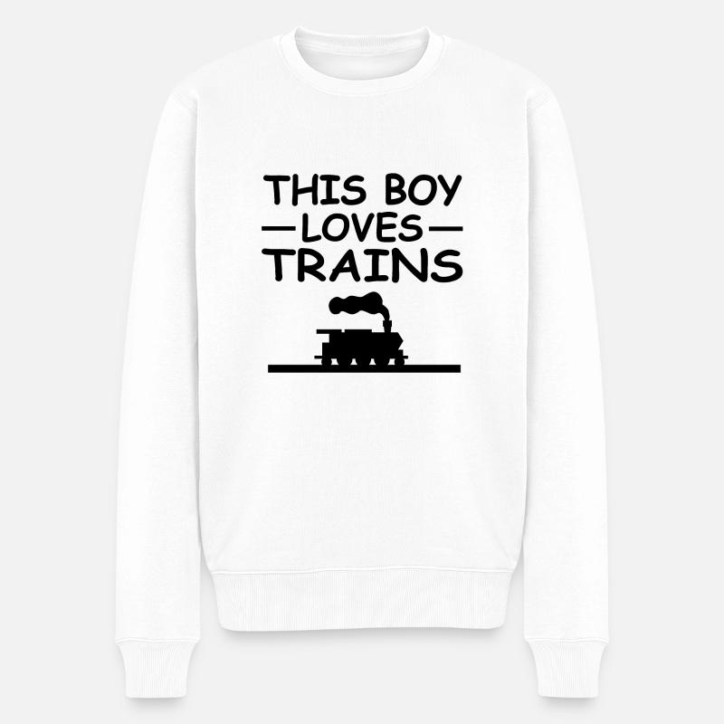 Eisenbahn - Männer Premium Bio Pullover - Weiß