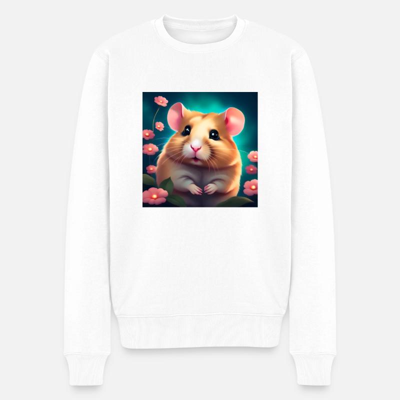 Hamster im Glück - Männer Premium Bio Pullover - Weiß