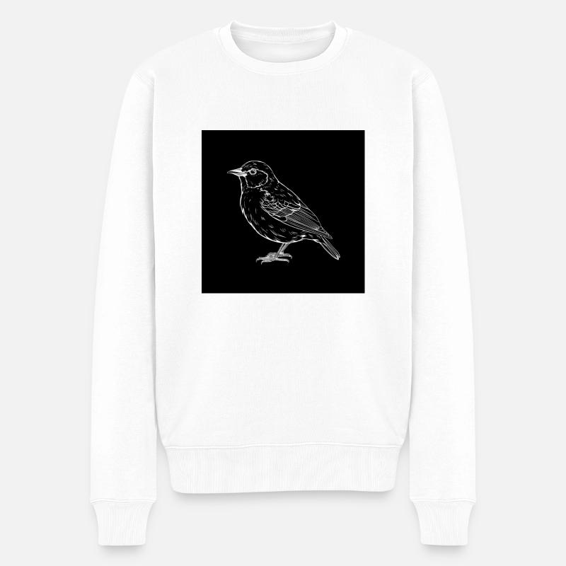 Oiseau, noir et blanc - Pull Premium bio Homme - blanc