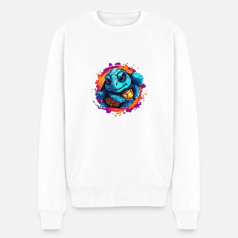 Schildkröte spring aus dem Bild - Männer Premium Bio Pullover - Weiß