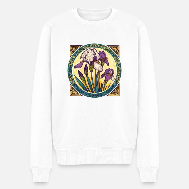Iris pourpres - Pull Premium bio Homme - blanc