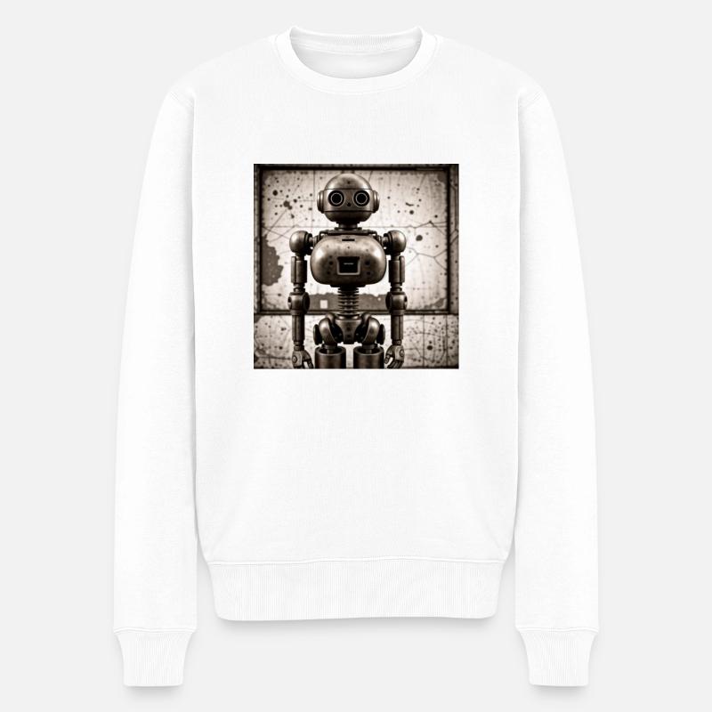 Vintage Robot - Pull Premium bio Homme - blanc