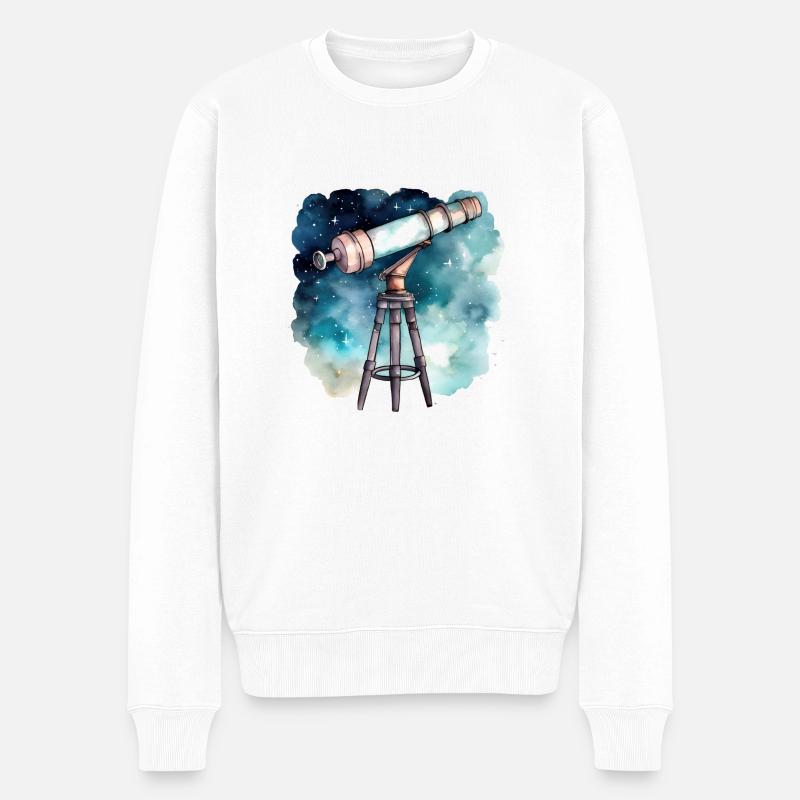 Fernrohr - Männer Premium Bio Pullover - Weiß