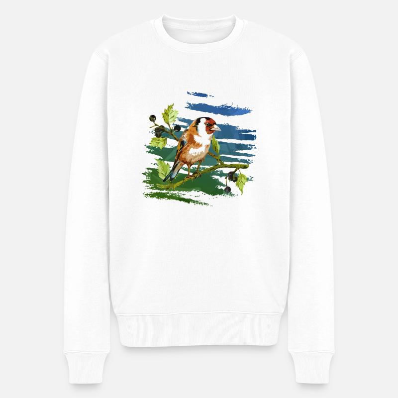 Bunter Vogel - Männer Premium Bio Pullover - Weiß