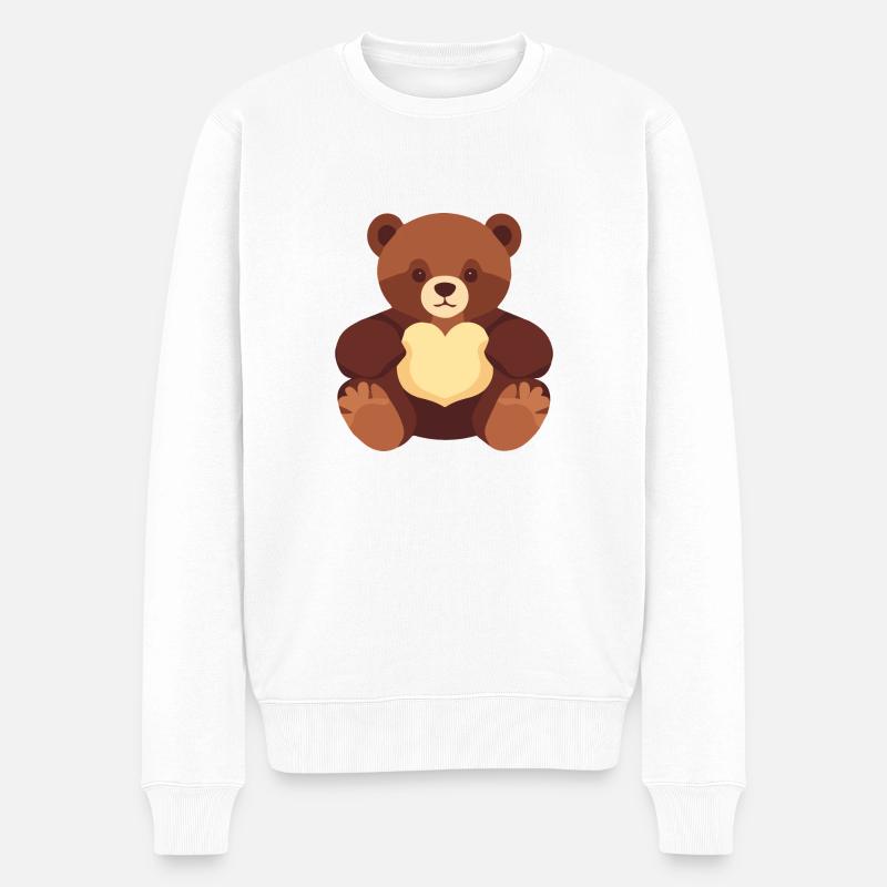 Teddybär in braun - Männer Premium Bio Pullover - Weiß
