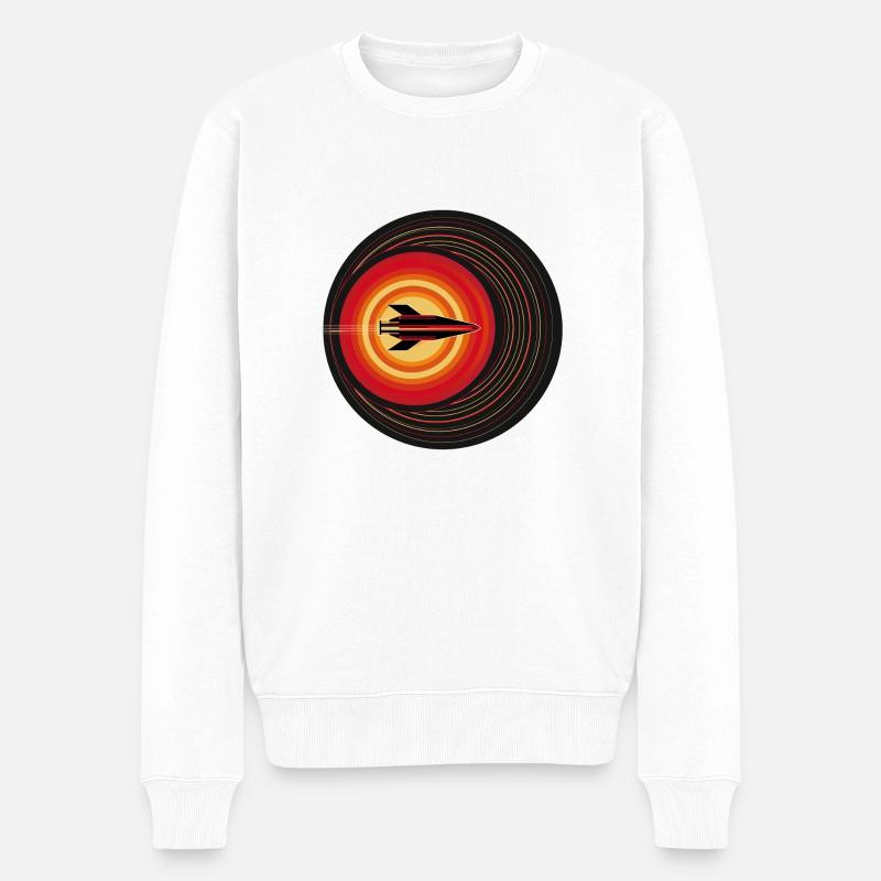 Retro-Rakete im Orbit - Männer Premium Bio Pullover - Weiß