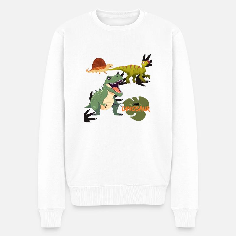 Cool Dinosaur - Männer Premium Bio Pullover - Weiß