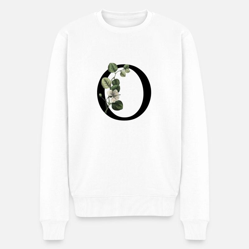 lettre o botanique vert - Pull Premium bio Homme - blanc