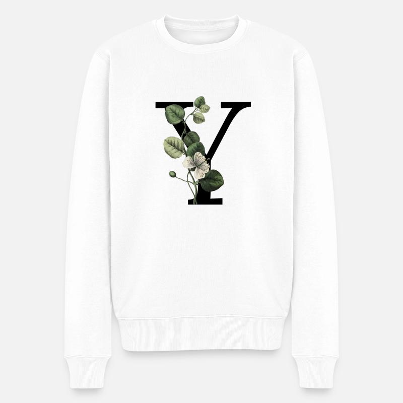 lettre y botanique vert - Pull Premium bio Homme - blanc
