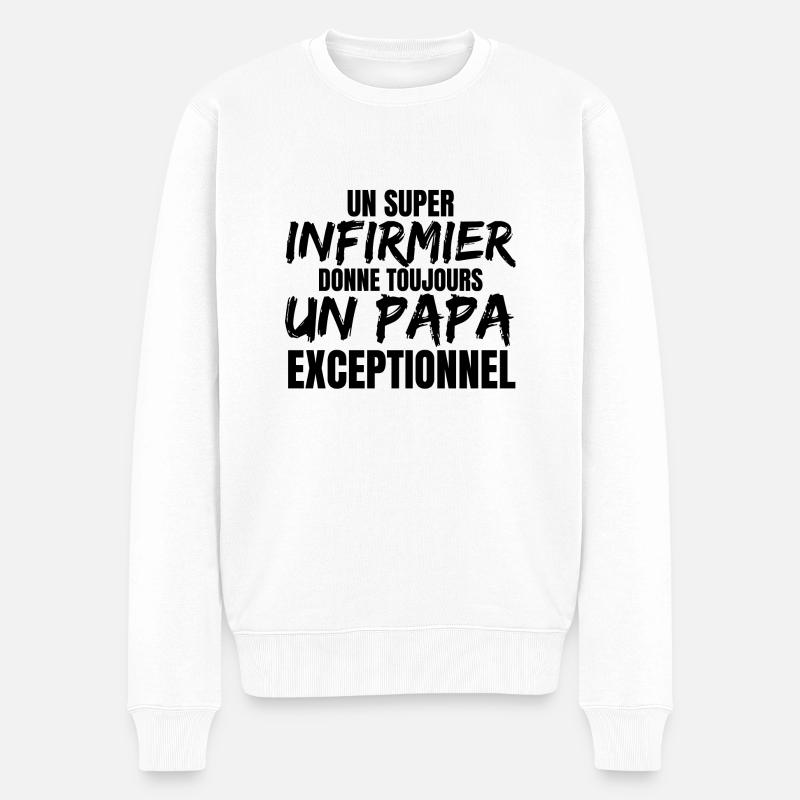 SUPER PAPA INFIRMIER - Pull Premium bio Homme - blanc
