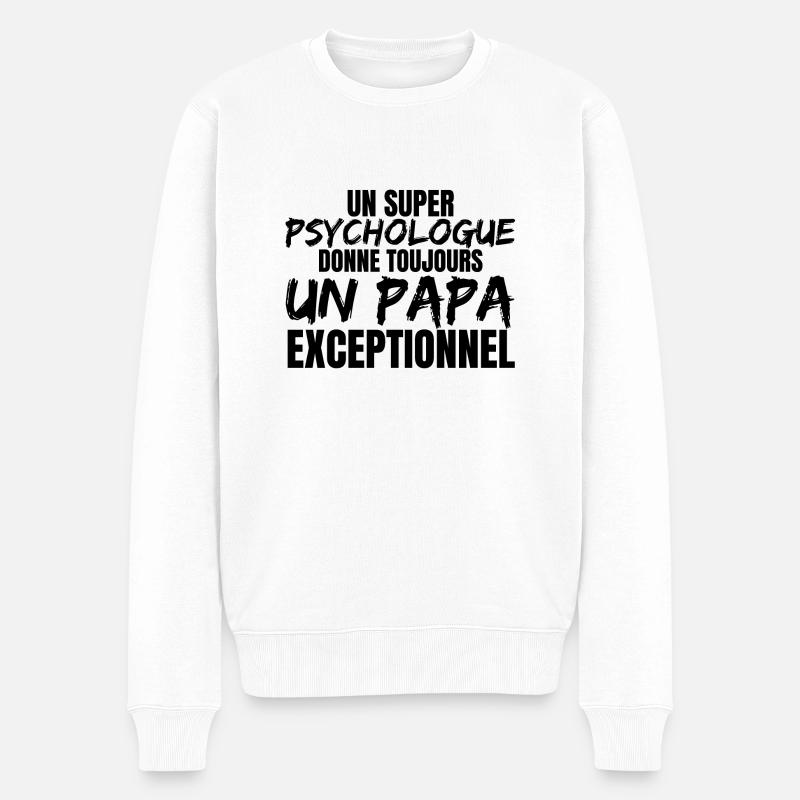 SUPER DAD PSYCHOLOGE - Männer Premium Bio Pullover - Weiß