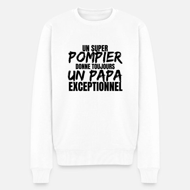 SUPER PAPA POMPIER - Pull Premium bio Homme - blanc