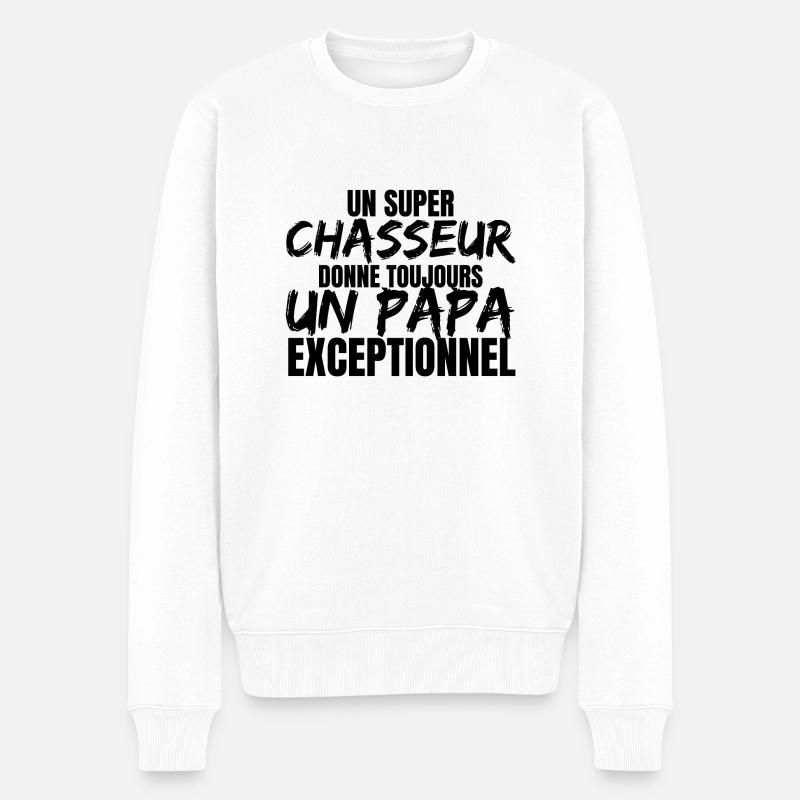 SUPER DAD JÄGER - Männer Premium Bio Pullover - Weiß