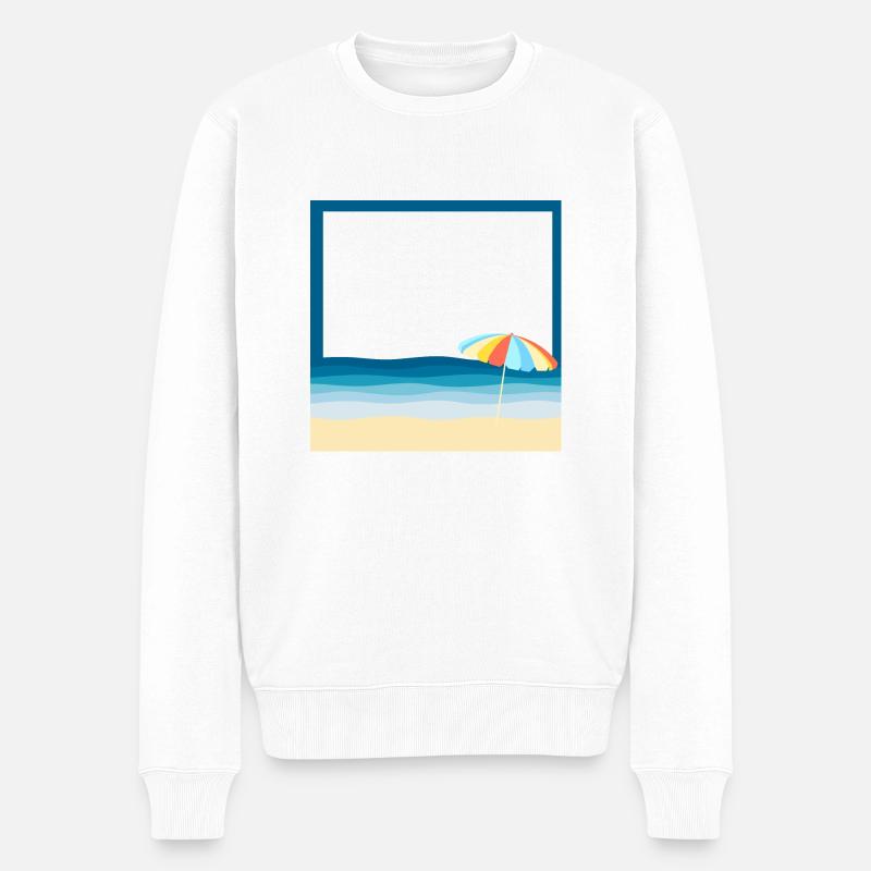 Plage d'été avec un parasol - Pull Premium bio Homme - blanc