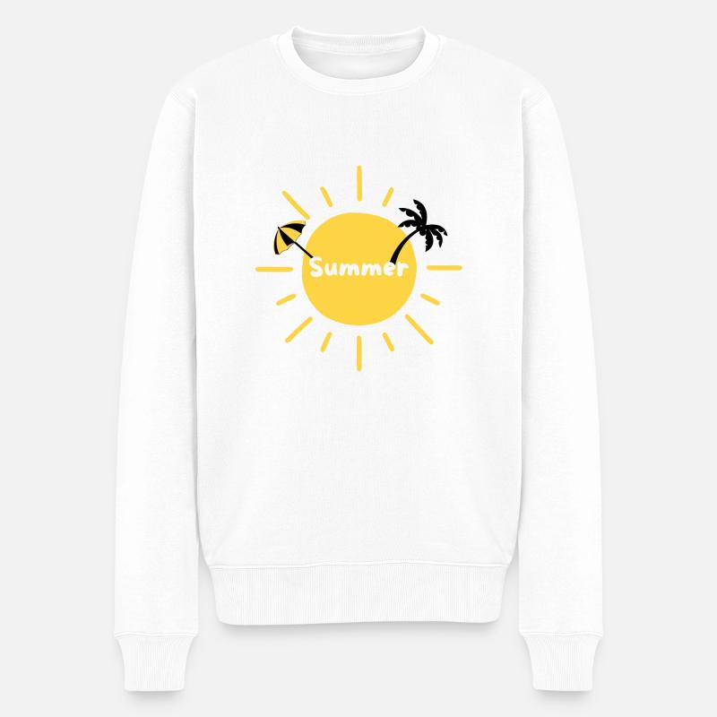 Soleil d'été palmier et parasol - Pull Premium bio Homme - blanc