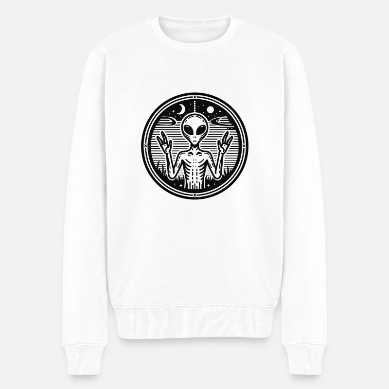 Ich komme in Frieden - Männer Premium Bio Pullover - Weiß