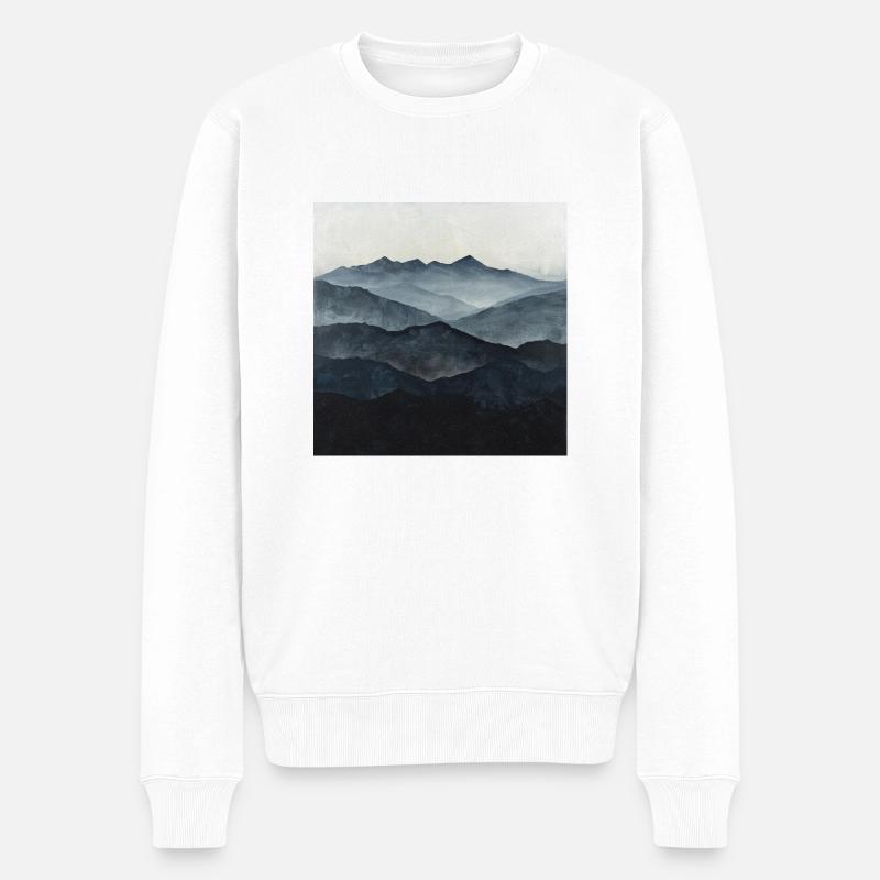 Poster Canvas Mountain 22 - Männer Premium Bio Pullover - Weiß